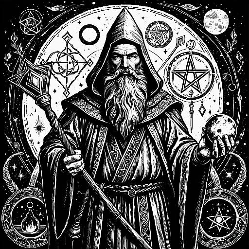 Ancient Alchemist with Arcane Symbols