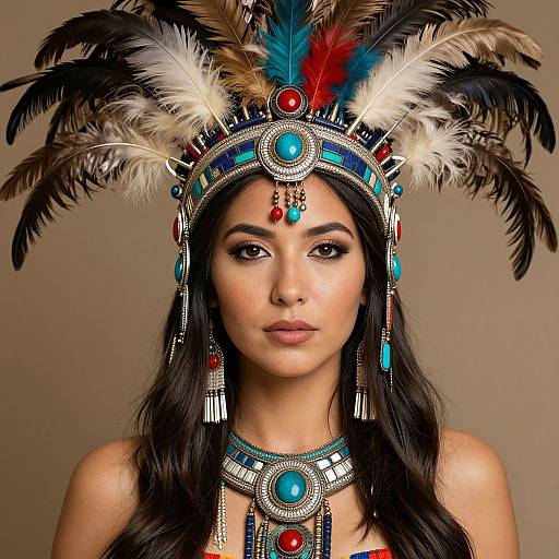 Aztec Costume Woman Portrait