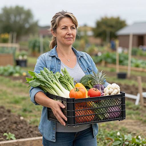 Mature Woman with Produce Crate