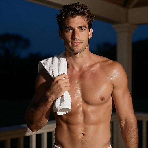 Muscular Man Under Night Sky