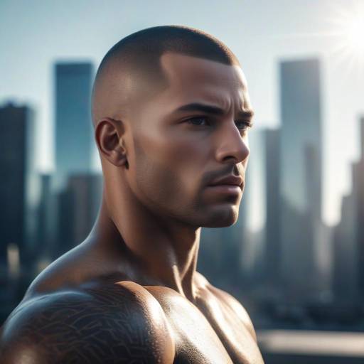 Athletic Man in Bright City Light