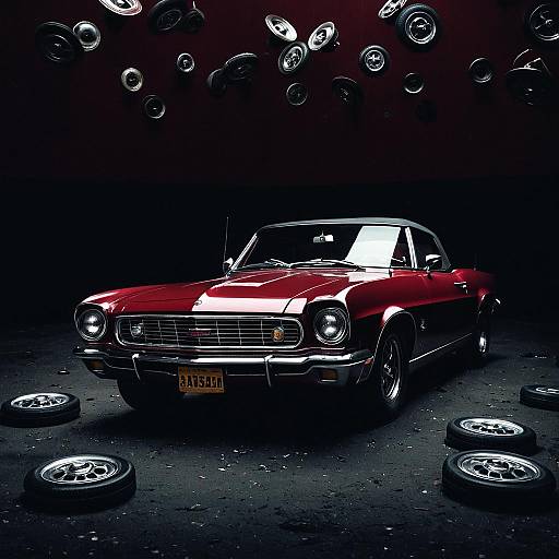 Classic Crimson Roadster with Vintage Hubcaps