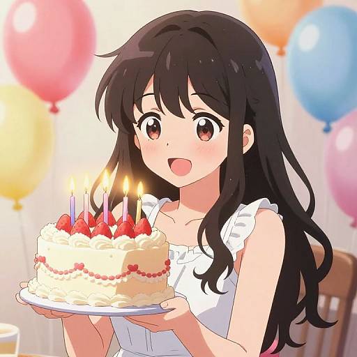 Anime Girl Birthday Celebration Scene