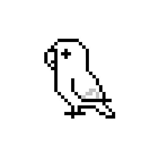 Minimalist 8-Bit Pixel Parrot Logo