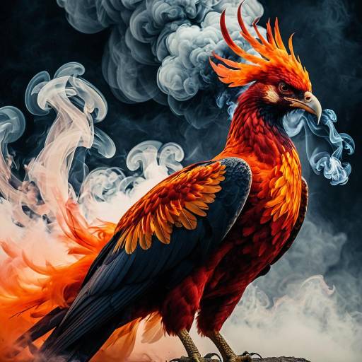 Fiery Phoenix with Smoke Effect