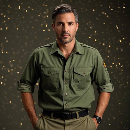 Man in Military Green Shirt with Rolled Sleeves