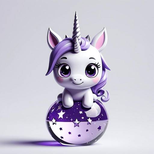 Kawaii Lavender Unicorn on Crystal Orb