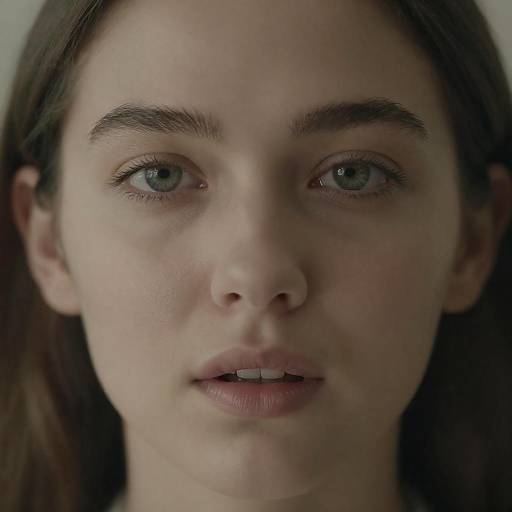 Close-up Portrait of Young Woman with Green Eyes