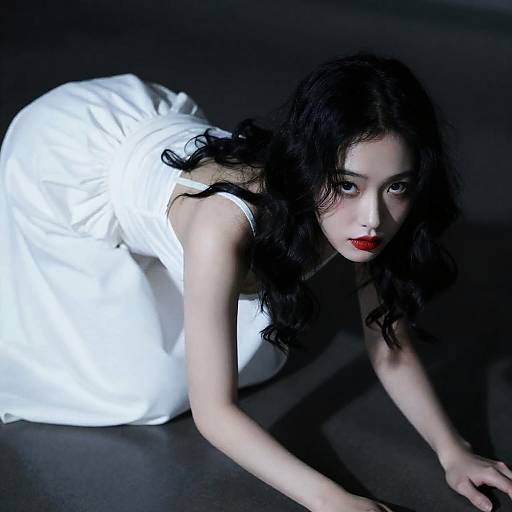 Mysterious Woman on Dark Surface