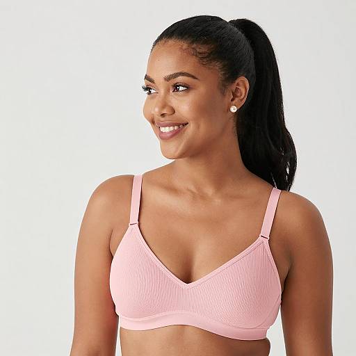 Smiling Woman in Pink Bra Portrait