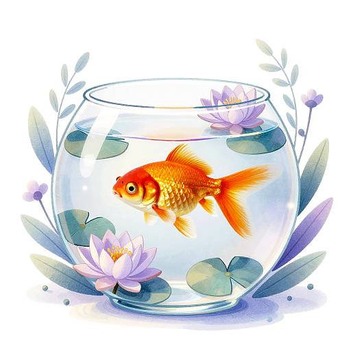 Elegant Goldfish in Pastel Bowl