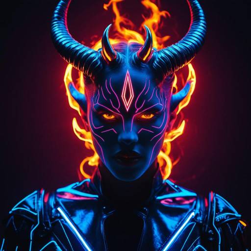 Neon Demon with Fluorescent Fire Aura