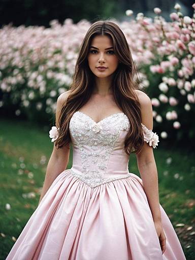 Outdoor Blurry Portrait in Pink Ball Gown