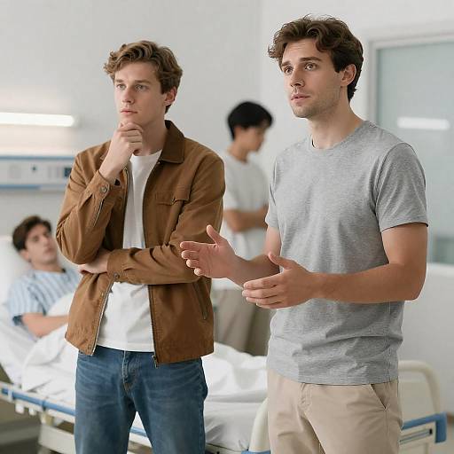 Hospital Scene with Two Men Discussing