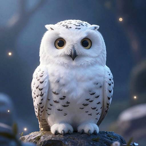 Hyper Realistic Magical Snowy Owl