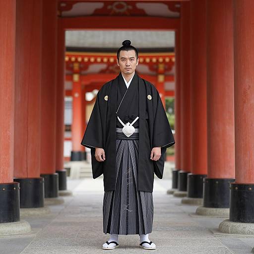 Elegant Japanese Man in Traditional Attire