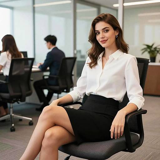 Relaxed Corporate Woman in Conference Room