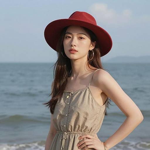 Solo Girl by the Ocean with Jewelry