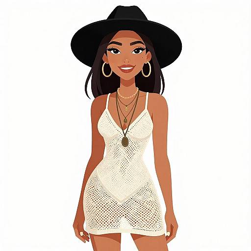 Bohemian Chic Smiling Woman Portrait