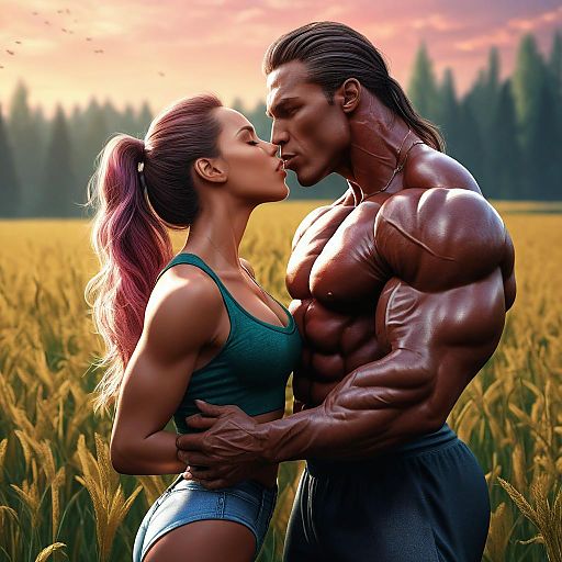 Radiant Kiss in a Vibrant Field