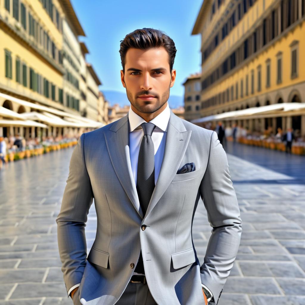 Handsome Italian Man in Florence Piazza