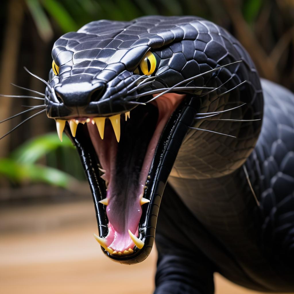 Intense Black Mamba Displaying Claws