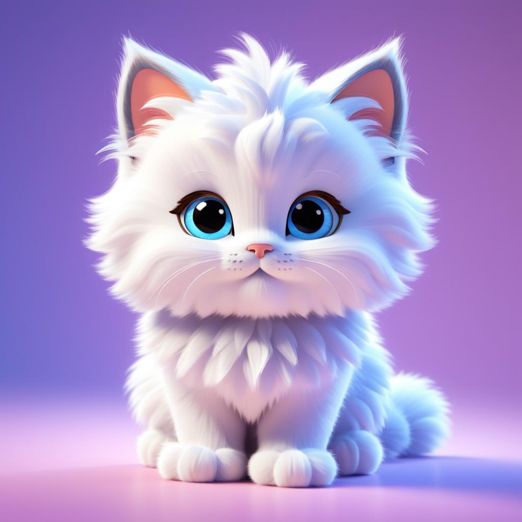 Adorable Pixar-Style Fluffy Kitten Render