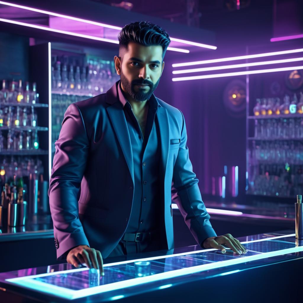 Futuristic Cyberpunk Bartender Concept Art