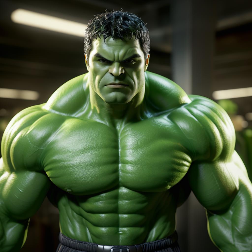 Photorealistic Hulk with Cinematic Lighting