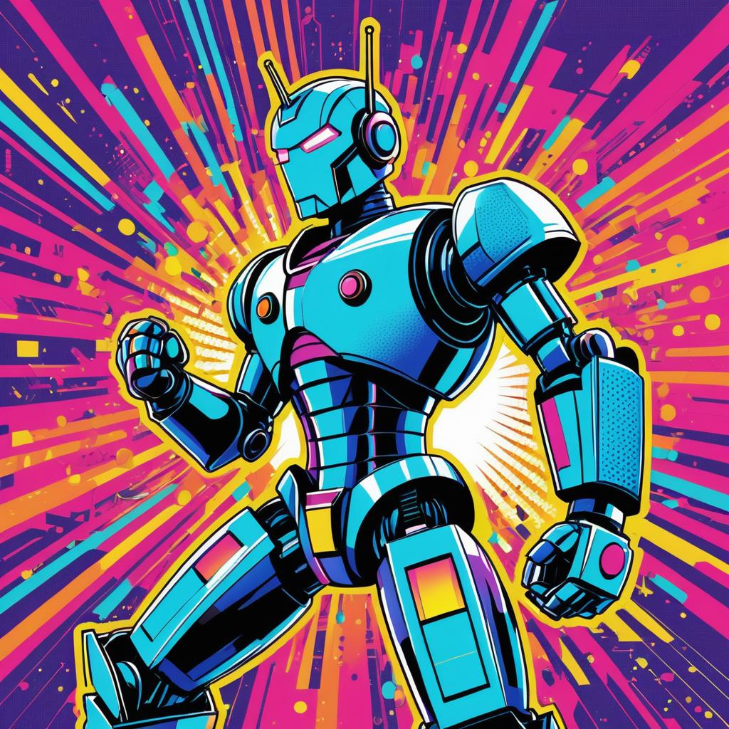 Dynamic Comic Robot Illustration