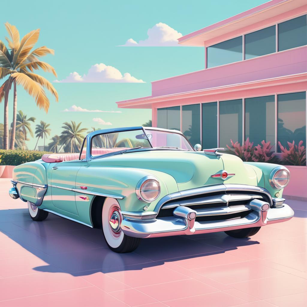 1950s Convertible Retro Painting Illustration