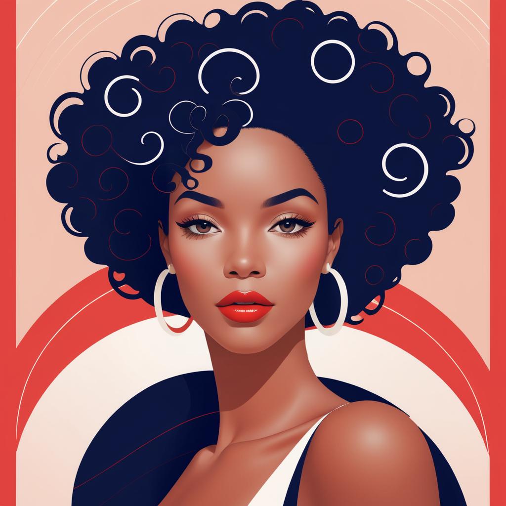 Elegant Minimalist African American Woman Art