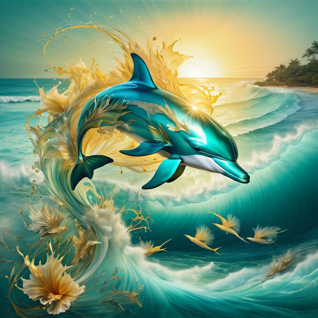 Surreal Dolphin Leap and Nature Explosion