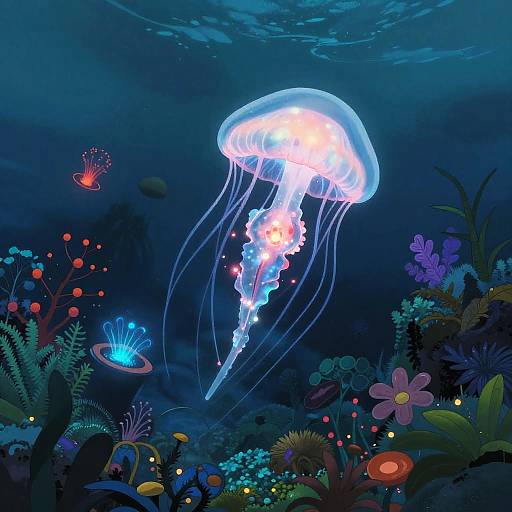 Luminous Abyssal Jellyfish with Hydrothermal Glow