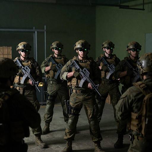 Intense Soldiers in Night Vision Gear