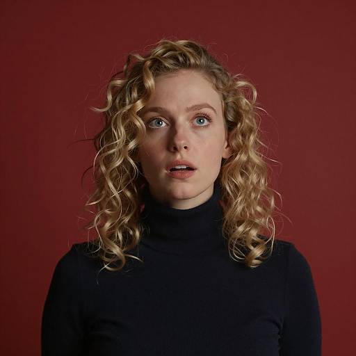 Surprised Woman with Curly Blonde Hair