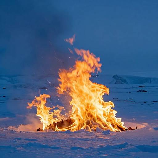 Serene Frozen Flames Over Arctic Expanse