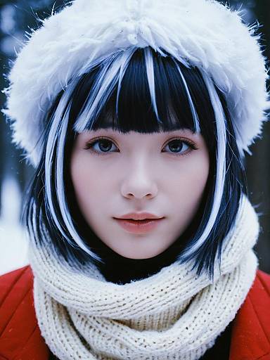 Woman in Uraraka Winter Costume Close-Up