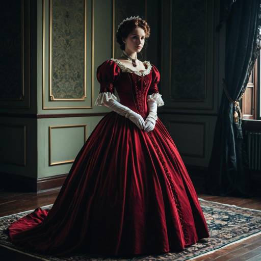 Victorian Elegance in Crimson Cosplay Costume