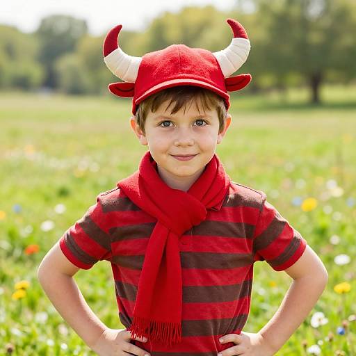 Cheerful Boy in Whimsical Outfit