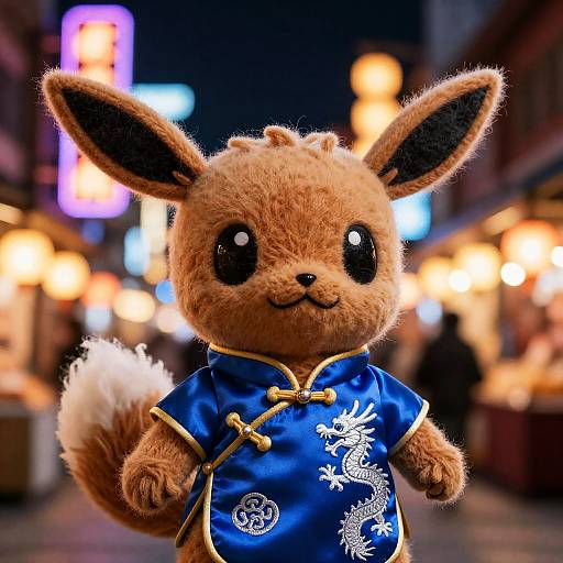 Hyper-Realistic Wool Eevee in Qipao