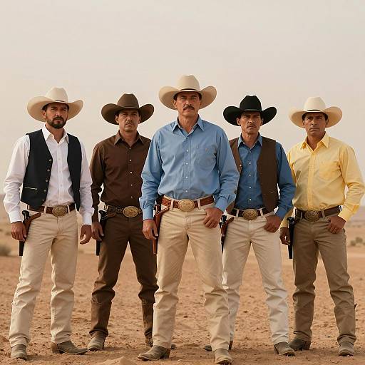 Group of Cowboys Standing in Desert
