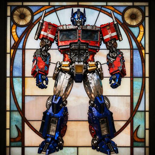 Art Nouveau Optimus Prime Stained Glass