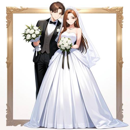 Blissful Wedding Couple in Formal Attire Blissful Wedding Couple in Formal Attire
