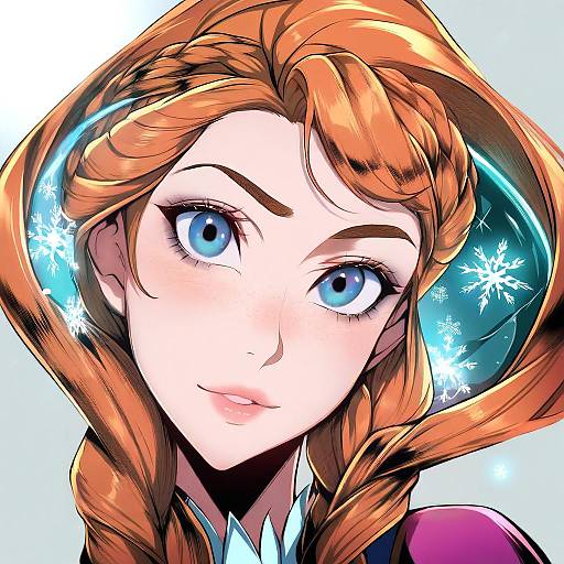 Illustration of Anna (frozen), frozen (disney) in the style of Gggg