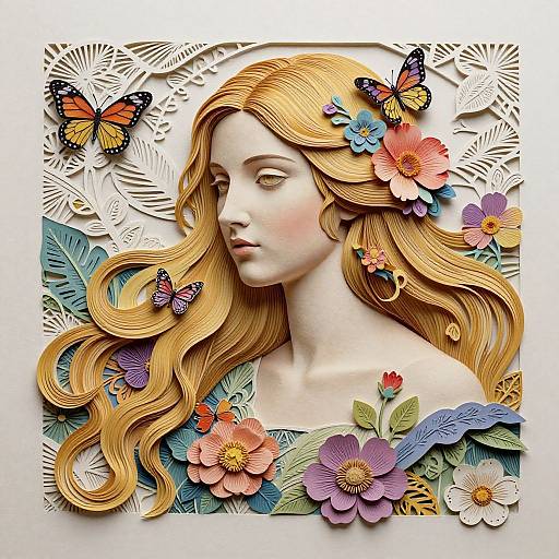 Colorful Hyperrealistic Paper Sculpture Woman