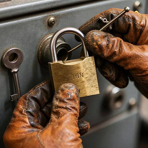 Skilled Locksmith Manipulating Vintage Lock