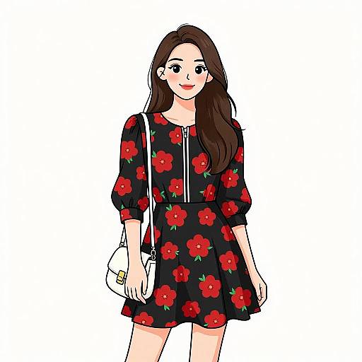 Smiling Woman in Floral Mini Dress
