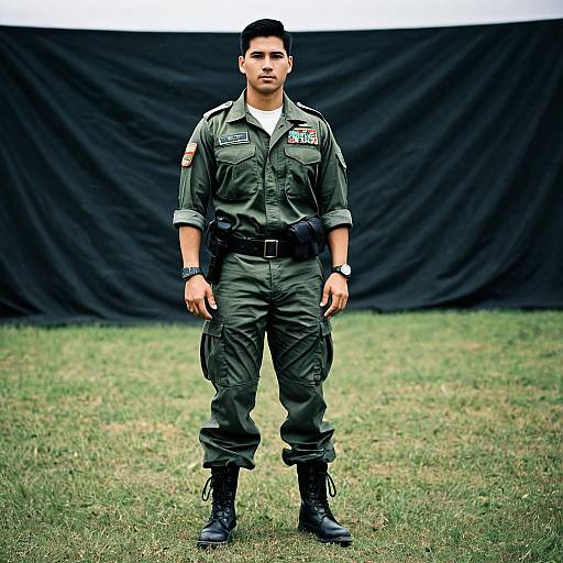 Realistic Military Uniformed Man Outdoors
