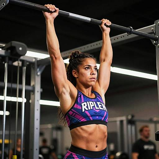 Woman Doing Pull-Ups in Gym
